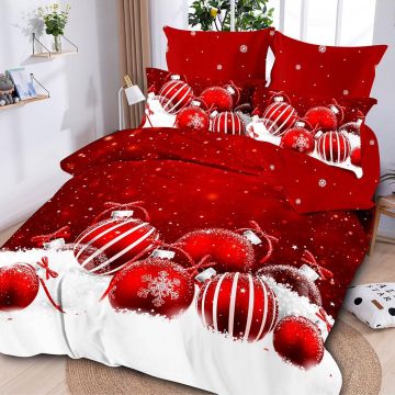 Двойно спално бельо Christmas Globes - фин чаршаф от 6 части без ластик LF7XMAS-20037
