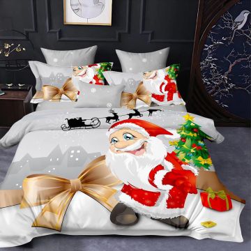 Спално бельо Дядо Коледа - фино, 6 части, чаршаф без ластик LF7XMAS-20038