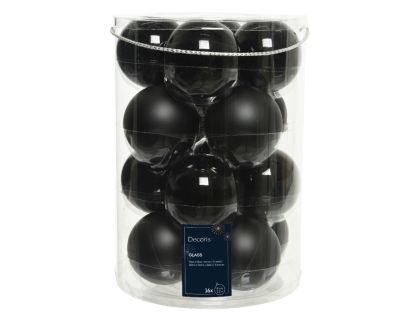 Cutie cu 16 globuri asortate Baubles, Decoris, Ø8 cm, sticla, negru