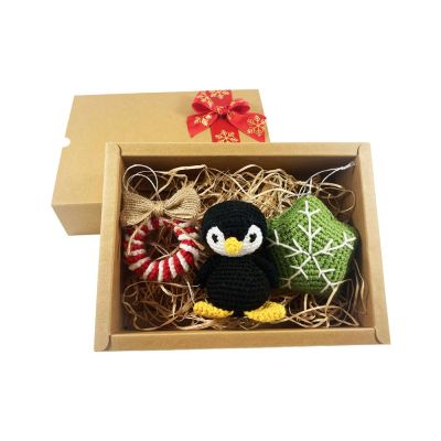 Decorațiuni Brad Crăciun Black Penguin - Croșetate, Handmade, Set 3