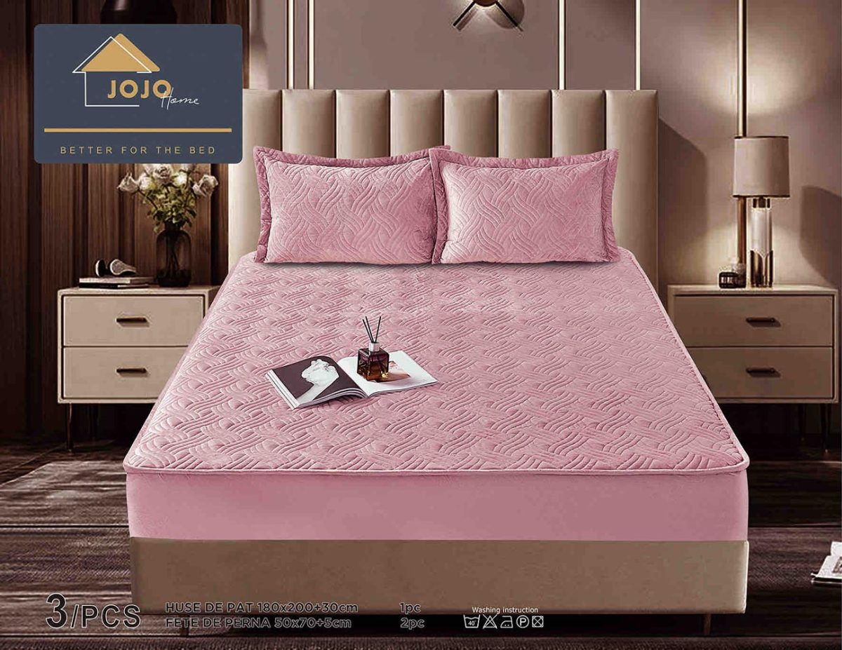 Husă Pat tip Topper cu elastic + 2 fețe de pernă 180x200 cm JOJTC18005 - imagine 1