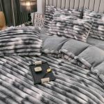 Set lenjerie cocolino pufoasa, model dungi groase, cu elastic, pat 2 persoane, 4 piese