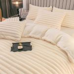 Set lenjerie cocolino pufoasa, model dungi groase, cu elastic, pat 2 persoane, 4 piese - imagine 3
