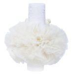 Lumanare botez cu ursuleti, tulle si broderie - Ivoire - 20x7 cm