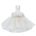 Lumanare botez cu volane din tulle si funda crem - Ingeras - 30x5 cm