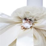 Lumanare botez cu volane din tulle si funda crem - Ingeras - 30x5 cm - imagine 2