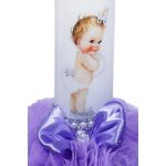 Lumanare botez cu tulle mov si perle - Bebe Printesa - 35x7 cm - imagine 2
