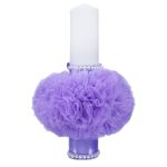 Lumanare botez cu tulle mov si perle - Bebe Printesa - 35x7 cm - imagine 3