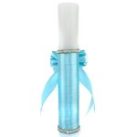 Lumanare botez cu panglica bleu si funda - Radacini si aripi - 35x5 cm - imagine 2