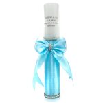 Lumanare botez cu panglica bleu si funda - Radacini si aripi - 35x5 cm