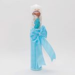 Lumanare botez cu panglica, funda si margele - Ingeras, Bleu, 35x5 cm