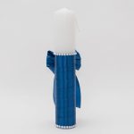 Lumanare botez cu panglica, funda si margele - Ingeras, Bleumarin, 35x5 cm - imagine 2