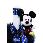 Lumanare botez cu tulle bleumarin si funda - Jucarie Mickey Mousse aplicata - 35x5 cm - imagine 2