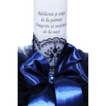 Lumanare botez cu tulle bleumarin si funda - Radacini si aripi - 35x5 cm - imagine 2