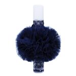 Lumanare botez cu tulle bleumarin si funda - Radacini si aripi - 35x5 cm - imagine 3