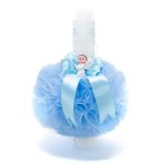 Lumanare botez cu tulle si panglica bleu - Ingeras- 35x5 cm