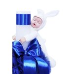 Lumanare botez cu tulle albastru electric si funda - Iepuras alb - 30x5 cm - imagine 2
