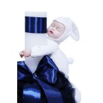 Lumanare botez cu tulle bleumarin si funda - Iepuras alb - 30x5 cm - imagine 2