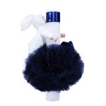 Lumanare botez cu tulle bleumarin si funda - Iepuras alb - 30x5 cm - imagine 3