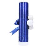 Lumanare botez cu panglica bleumarin si aplicatii din ghem de ata - 40x7 cm - imagine 2