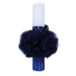 Lumanare botez cu tulle si funda - Mickey Mouse - Bleumarin - 40x7 cm - imagine 2