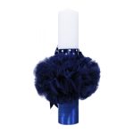 Lumanare botez cu tulle bleumarin si funda cu buline - Bebe Sef - 40x7 cm - imagine 3