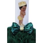 Lumanare botez cu tulle si funda verde - Bebe Print - 35x7 cm - imagine 2
