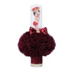 Lumanare botez cu tulle si funda visinii- Bebe Print - 35x7 cm