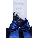 Lumanare botez cu tulle bleumarin, funda si broderie - Cu drag de la Nasi - 40x7 cm - imagine 2