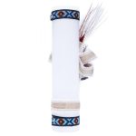 Lumanare traditionala botez cu spice de grau colorate si panglica stil traditional 3 - 40x7 cm - imagine 2