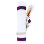 Lumanare traditionala botez cu spice de grau colorate si panglica stil traditional 4 - 40x7 cm - imagine 2