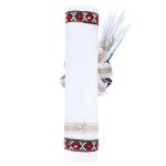 Lumanare traditionala botez cu spice de grau colorate si panglica stil traditional 5 - 40x7 cm - imagine 2