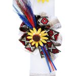 Lumanare traditionala botez cu spice de grau colorate si panglica stil traditional 5 - 40x7 cm - imagine 3