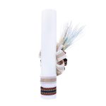 Lumanare traditionala botez cu imprimeu taranus, panglica traditionala si spice de grau colorate - 35x5 cm - imagine 2