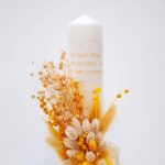 Lumanare botez cu flori uscate si spice de grau - Azi m-am crestinat, Crem, 35x6 cm - imagine 2