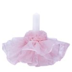 Lumanare botez cu volane roz deschis si funda cu buline - Minnie Mouse - 30x5 cm - imagine 2