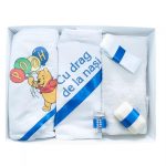 Trusou Botez, 6 Piese cu Text Imprimat Cu drag de la nasi, Albastru, Winnie the Pooh