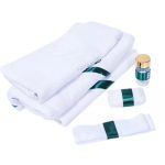 Trusou Botez 6 piese personalizat cu broderie - Cu drag de la Nasi - Ingeras - ALB - VERDE - imagine 2