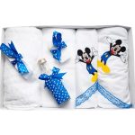 Trusou Botez cu 7 piese - MIckey Mouse brodata - ALB - ALBASTRU