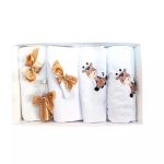 Trusou Botez 7 Piese Personalizat cu Broderie, Alb-Maro, Girafa