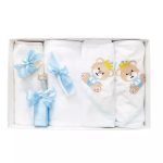 Trusou Botez 7 Piese Personalizat cu Broderie, Bleu, Ursuletul Print