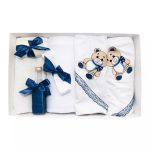 Trusou Botez 7 Piese Personalizat cu Broderie, Bleumarin, Ursuleti