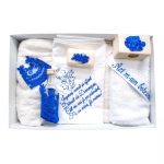 Trusou Botez, 7 Piese, cu Broderie Azi m-am crestinat, Albastru