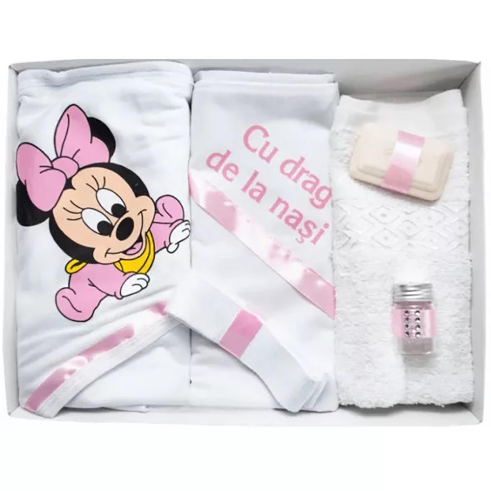 TBF6004 Trusou 6 piese cu Text Imprimat, Minnie Mouse Alb-Roz - imagine 1