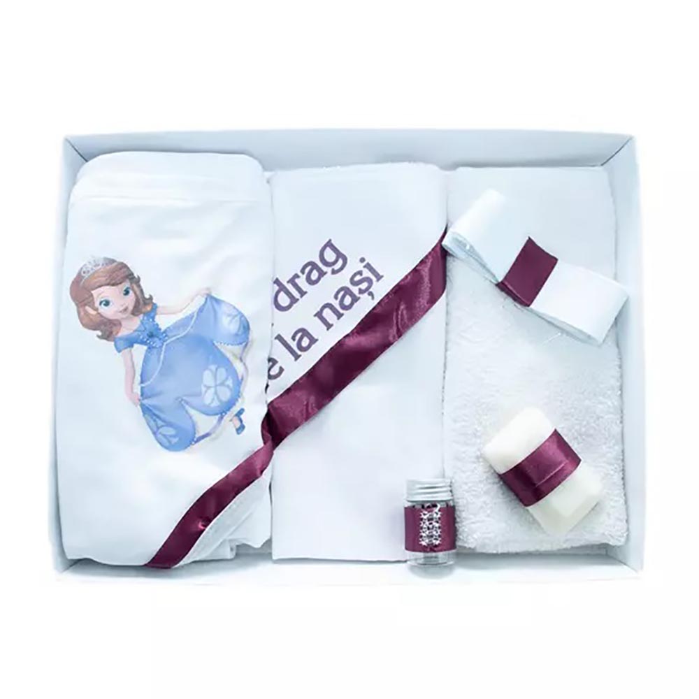 TBF6005 Trusou 6 piese cu Text Imprimat, Printesa Sofia Alb Bordo - imagine 1