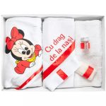 Trusou 6 piese cu Text Imprimat,Minnie Mouse ,Alb -Rosu