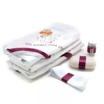 Trusou Botez 6 piese , cu Text Imprimat, Ingeras, Bordo - imagine 2