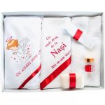 Trusou Botez 6 piese ,cu Text Imprimat, Ingeras, ROSU