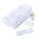 Trusou Botez 6 piese cu Text Brodat, Ingeras, Alb Argintiu - imagine 2