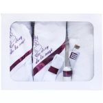 Trusou Botez 6 piese cu Text Brodat, Ingeras, Alb Brodo